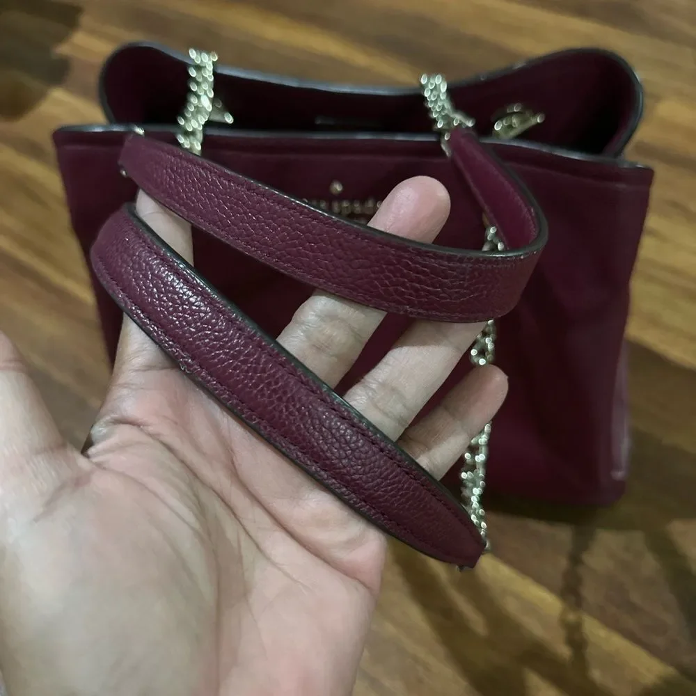 Kate Spade New York Jordyn Medium Chain Handle Tote Shoulder Bag Burgundy